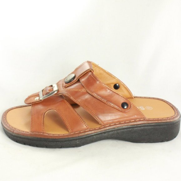 Soleado Shoes - SOLEADO Brown Leather Strappy Sandals Like New